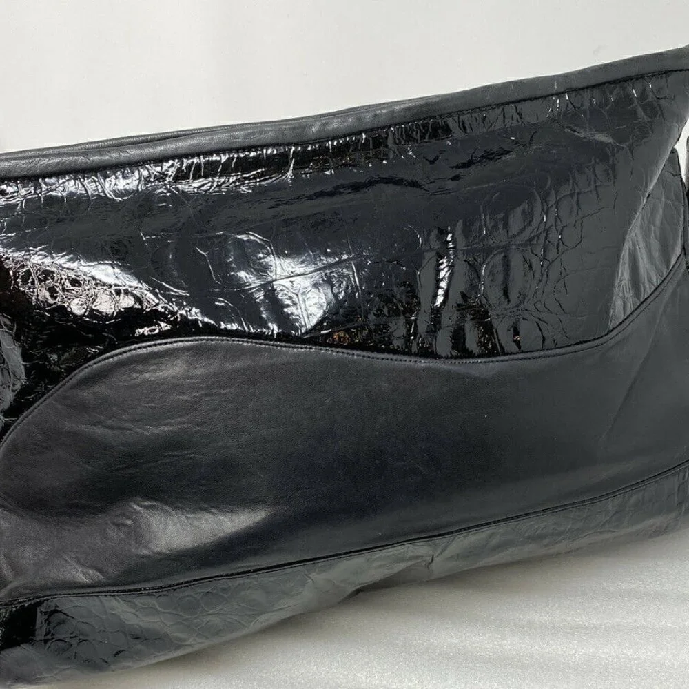 80's Extra Large Croc Embossed Patent Clutch Bag